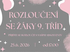 Pozvánka na slavnostní rozloučení se žáky 9. tříd