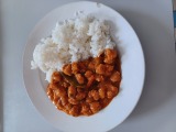 Katův šleh  s dušenou rýží (sója)